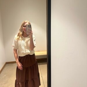 Elegant Brown Tiered Skirt